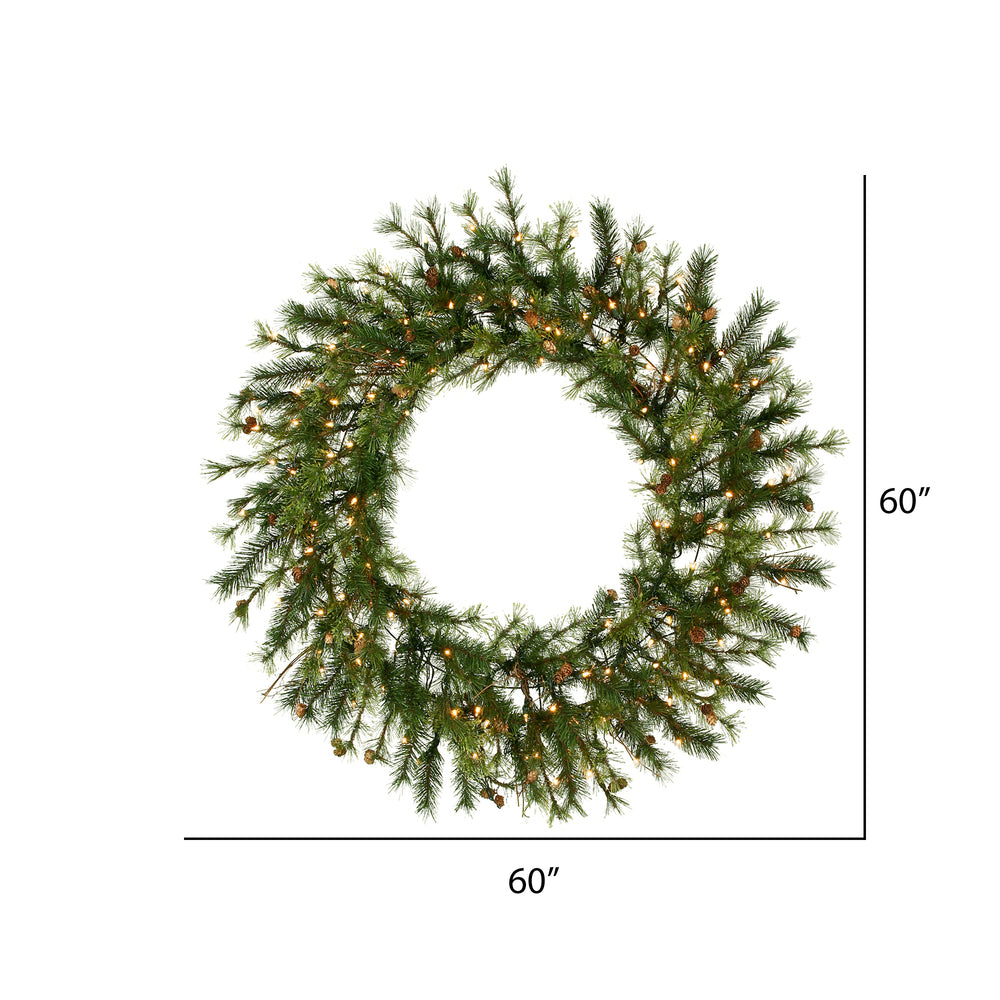 Vickerman 60" Mixed Country Pine Artificial Christmas Wreath Clear Dura-lit Incandescent Lights