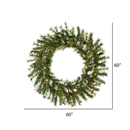 Vickerman 60" Mixed Country Pine Artificial Christmas Wreath Clear Dura-lit Incandescent Lights