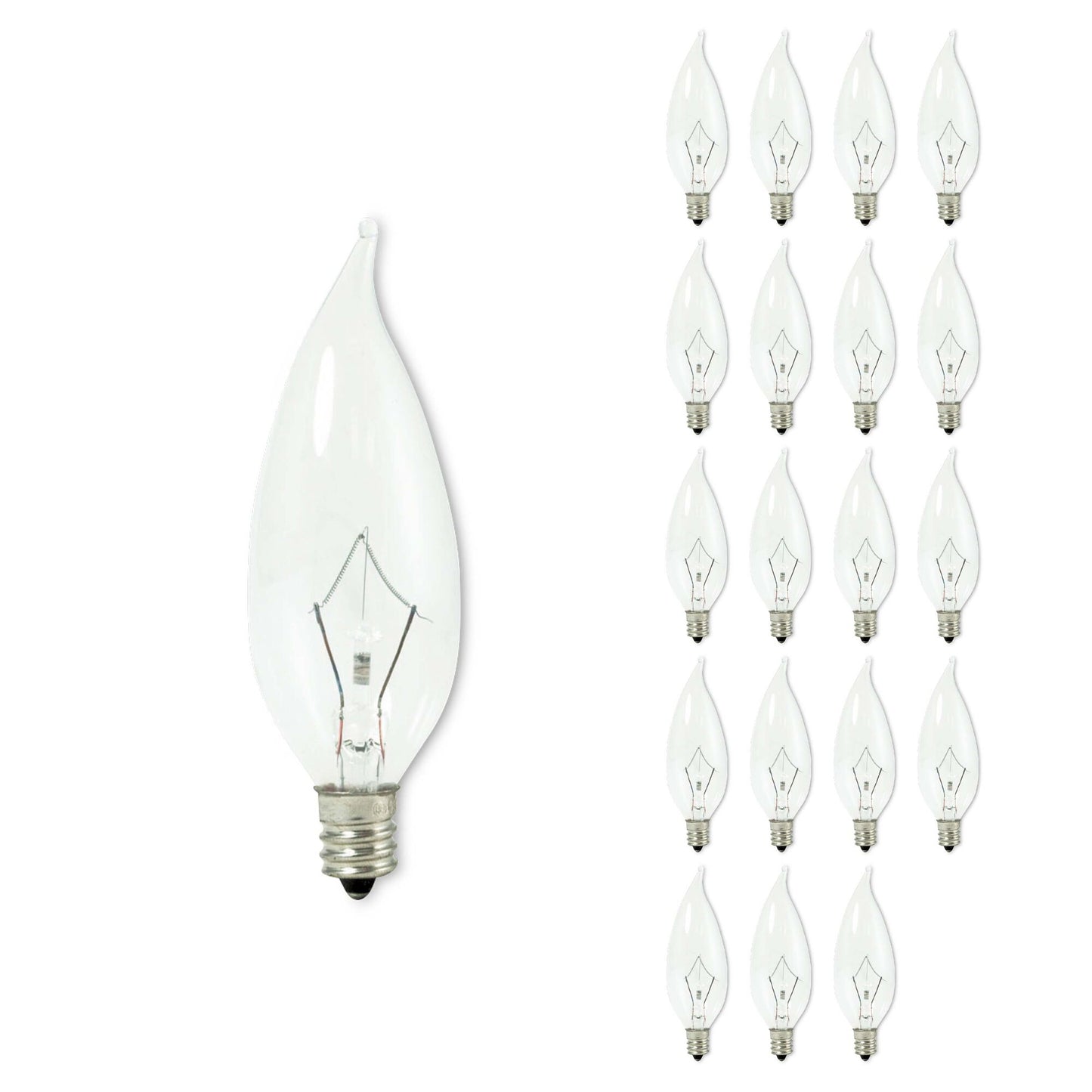 BULBRITE KRYPTON CA10 CANDELABRA SCREW (E12) 25W DIMMABLE LIGHT BULB 2700K/WARM WHITE 20PK (460325)