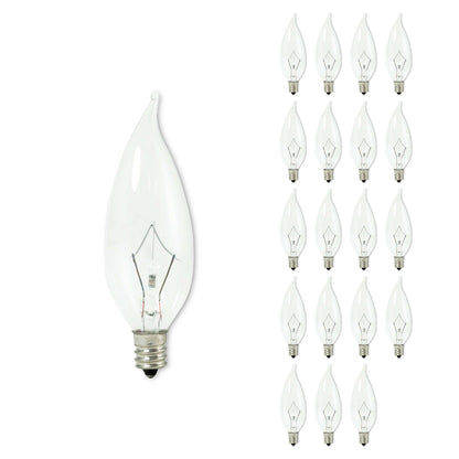 BULBRITE KRYPTON CA10 CANDELABRA SCREW (E12) 25W DIMMABLE LIGHT BULB 2700K/WARM WHITE 20PK (460325)