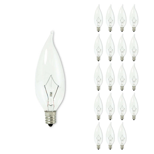 BULBRITE KRYPTON CA10 CANDELABRA SCREW (E12) 25W DIMMABLE LIGHT BULB 2700K/WARM WHITE 20PK (460325)