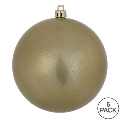 Vickerman 4" Champagne Candy Ball Ornament 6 per Bag