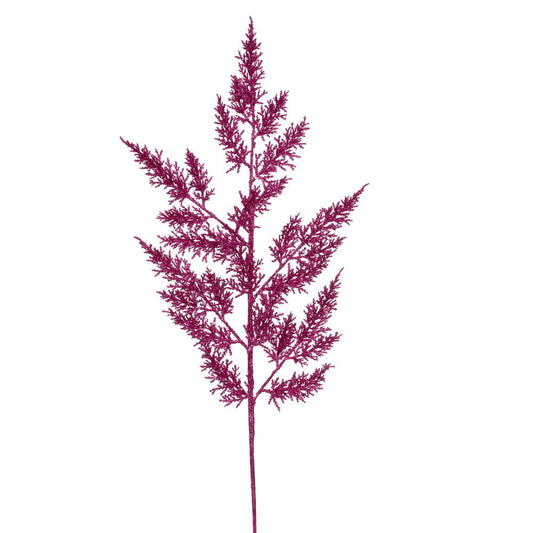Vickerman 28" Magenta Onoclea Glitter Wild Huck Artificial Christmas Spray. Includes 6 sprays per pack.
