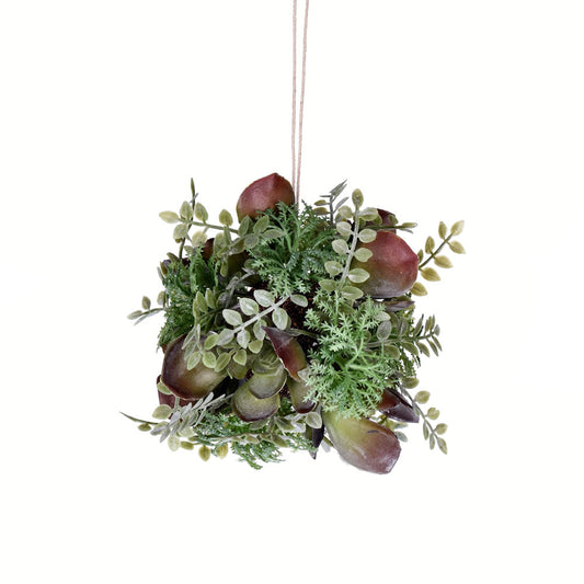 Vickerman 5" Artificial Mixed Green Red Succulent Ball.