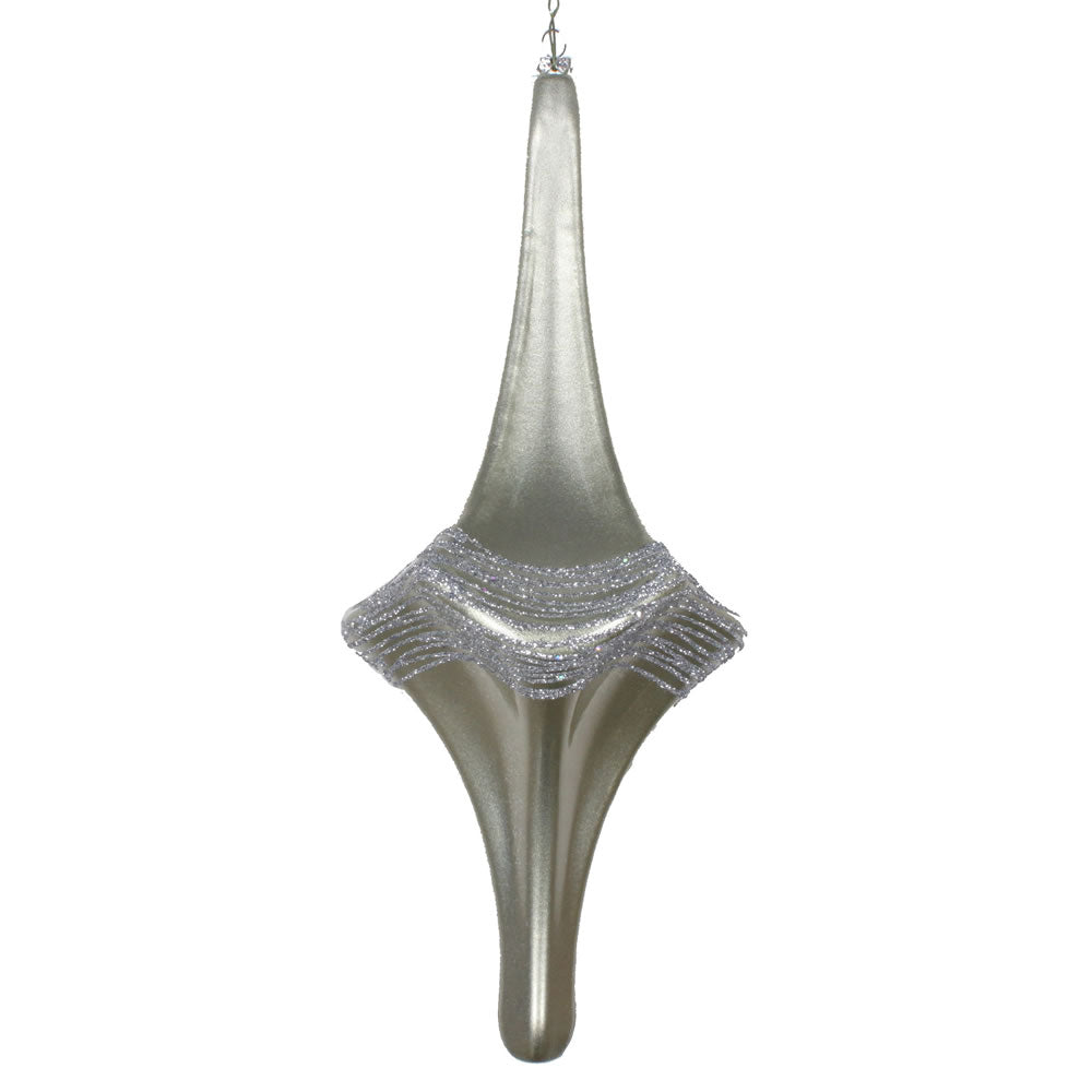 Vickerman 12" Limestone Candy Glitter Drop Ornament. This ornament is the perfect addition to any holiday decorating project. Each ornament features a drilled cap with threaded wire for easy decorating.