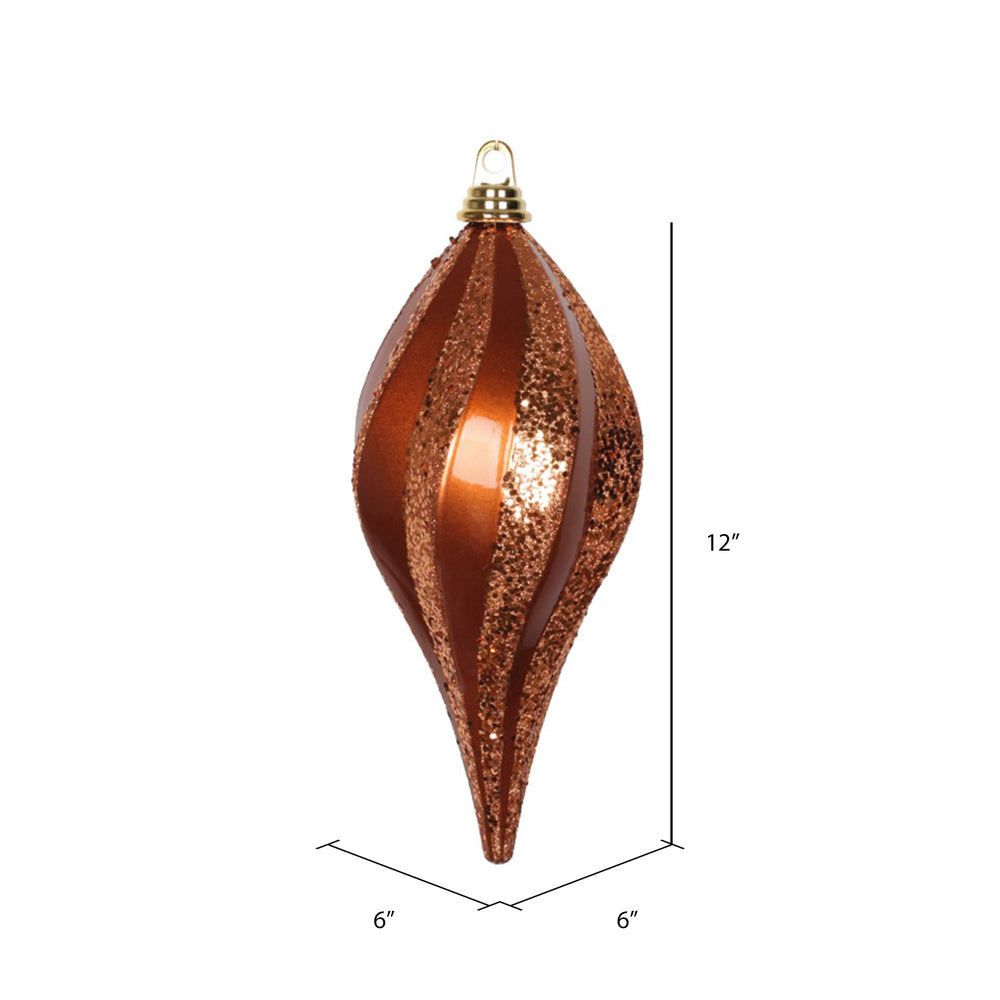 Vickerman 12'' Copper Glitter Swirl Drop Christmas Ornament