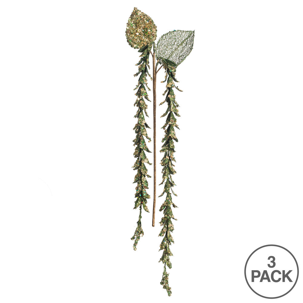 Vickerman 20" Green Pearl Hanging Lupin Artificial Christmas Spray. Includes 3 sprays per pack.