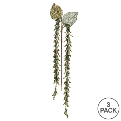 Vickerman 20" Green Pearl Hanging Lupin Artificial Christmas Spray. Includes 3 sprays per pack.