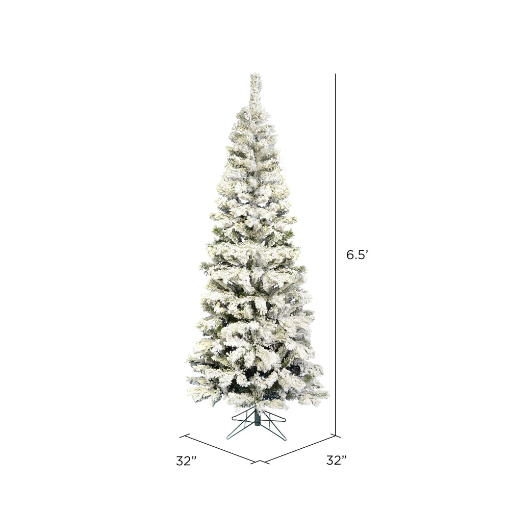 Vickerman 6.5' x 32" Flocked Pacific Pencil Artificial Christmas Tree Unlit