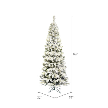 Vickerman 6.5' x 32" Flocked Pacific Pencil Artificial Christmas Tree Unlit