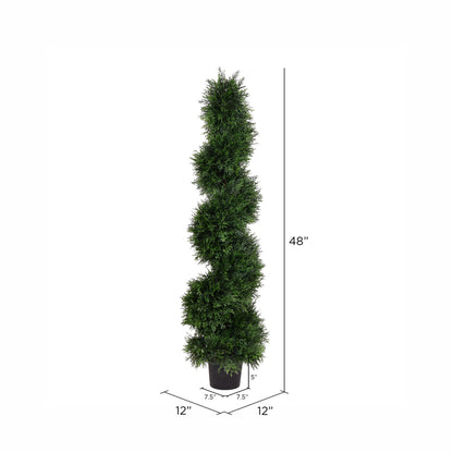 Vickerman 4' Artificial Potted Green Cedar Spiral Tree.