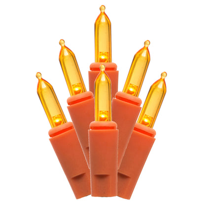 Vickerman 50 Light LED Orange Dura-Lit Mini Lights, Orange Wire