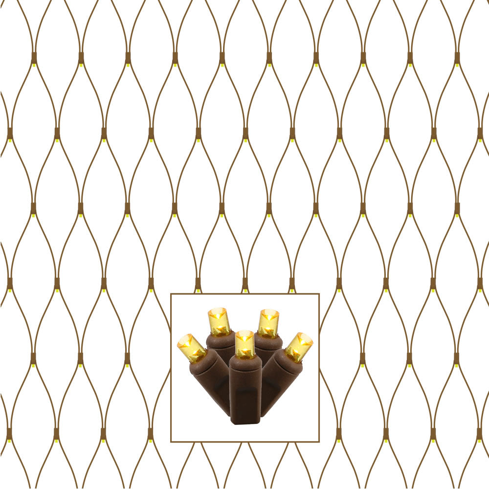 Vickerman 150 Gold Wide Angle LED Single Mold Christmas Net Light Set Brown Wire