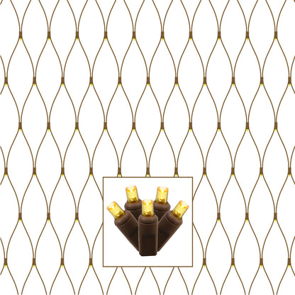 Vickerman 150 Gold Wide Angle LED Single Mold Christmas Net Light Set Brown Wire