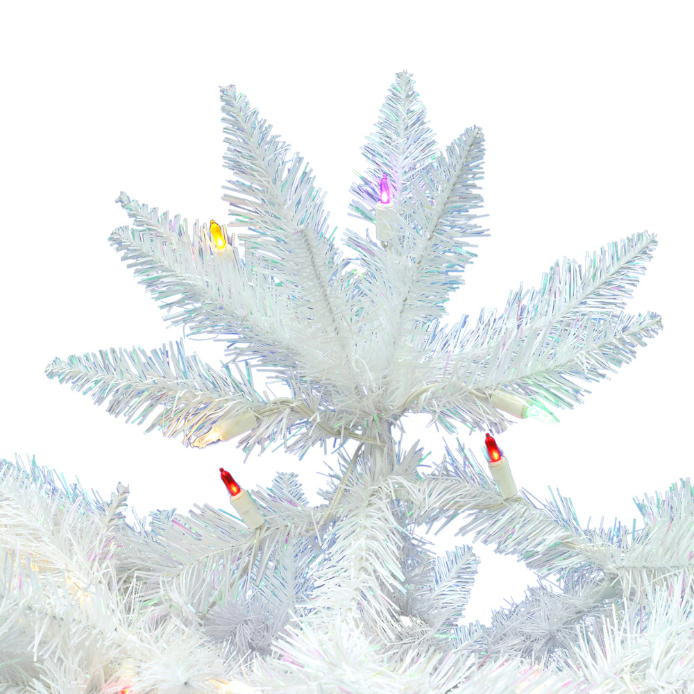 Vickerman 7.5' Sparkle White Spruce Pencil Artificial Christmas Tree Multi-Colored LED Lights