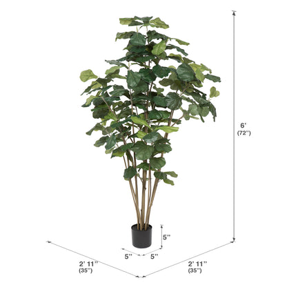 Vickerman 6' Artificial Green Potted Fiddle Tree.