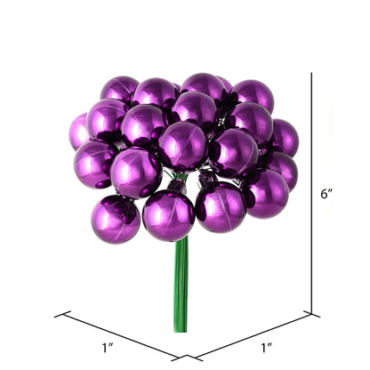 Vickerman 6" Plum Shiny Ball Ornament Christmas Pick Pack of 2