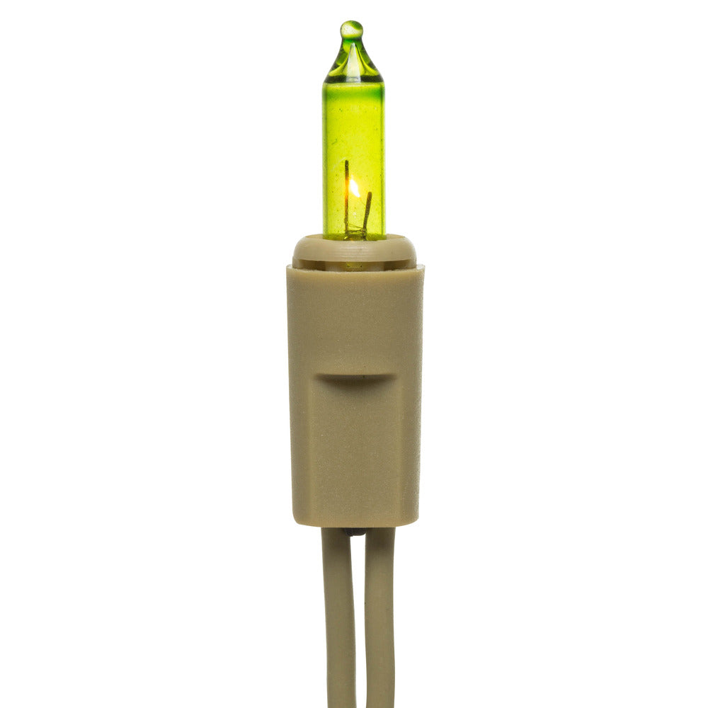 Vickerman 35 Lime Dura-lit Mini Light on Tan Wire, 26' Christmas Light Strand