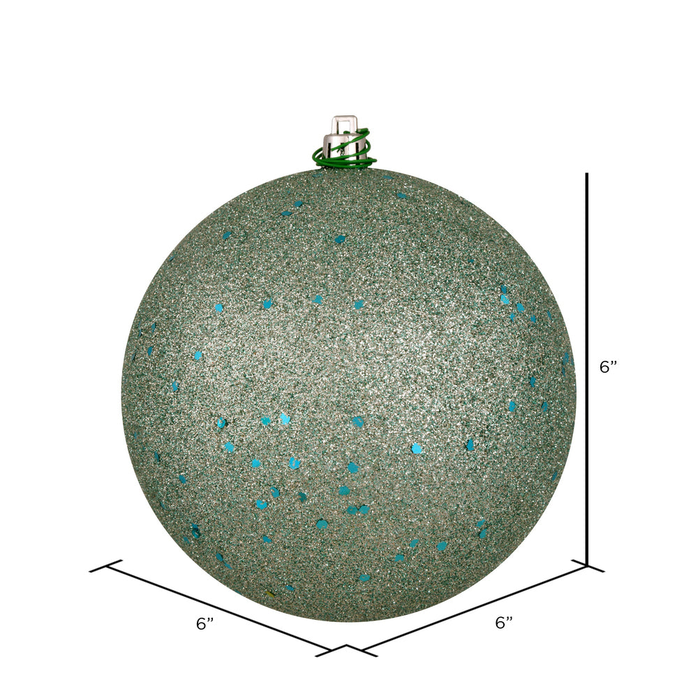 Vickerman 6" Frosty Mint Sequin Ball Ornament 4 per Bag