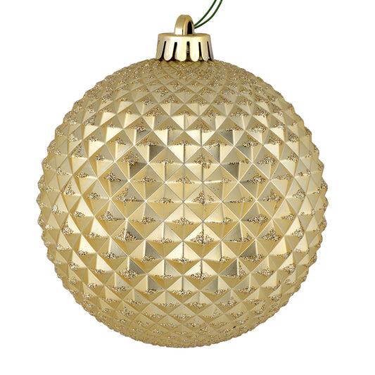 Vickerman 4" Champagne Durian Glitter Ball Ornament 6 per Bag