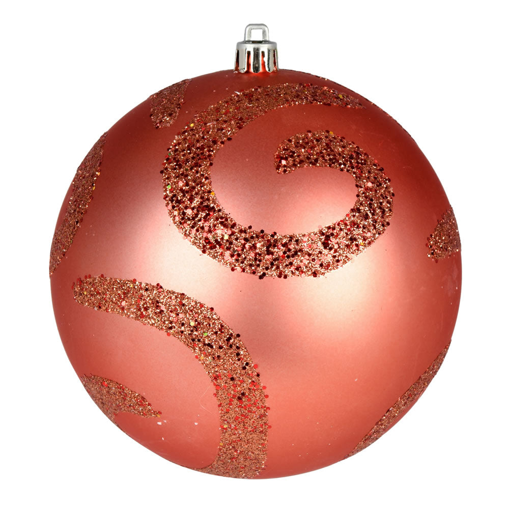 Vickerman 4.75" Coral Matte Sequin Swirl Ornament 4 per Bag