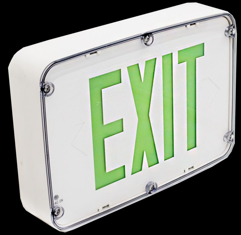 Westgate Nema 4X Rated LED Exit Sign, Double Face, Green White Em Incl., LED Exit & Emergency Lighting, 3.8W