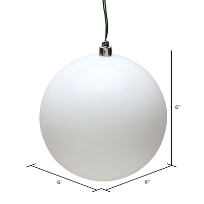 Vickerman 6" White Matte Ball Ornament 4 per Bag
