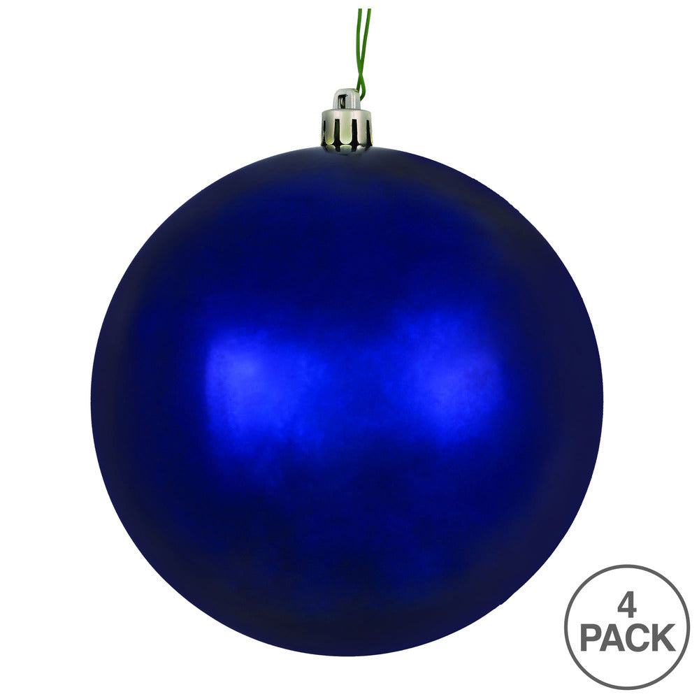 Vickerman 6" Midnight Blue Shiny Ball Ornament 4 per Bag