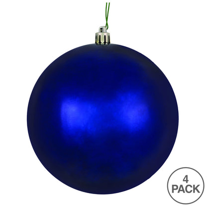 Vickerman 6" Midnight Blue Shiny Ball Ornament 4 per Bag