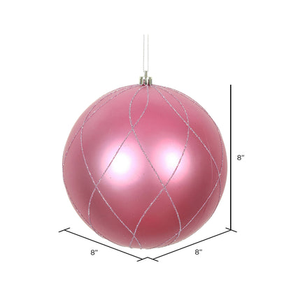 Vickerman 8" Mauve Matte and Glitter Swirl Ball Ornament