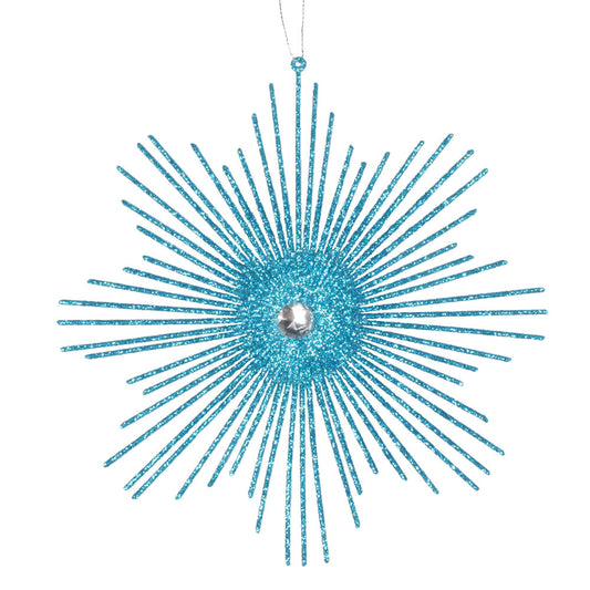 Vickerman 6.5" Turquoise Snowflake Burst Glitter Christmas Ornament 6 per Bag