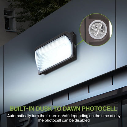 ASD Lighting LED Slim Wallpack Power Adjustable 50/60/80W 120-277V CCT Selectable 3000/4000/5000 with Photocell Dimmable Bronze UL DLC Premium