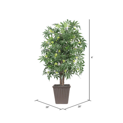 Vickerman 4' Artificial Japanese Maple Bush Brown Square Plastic Container
