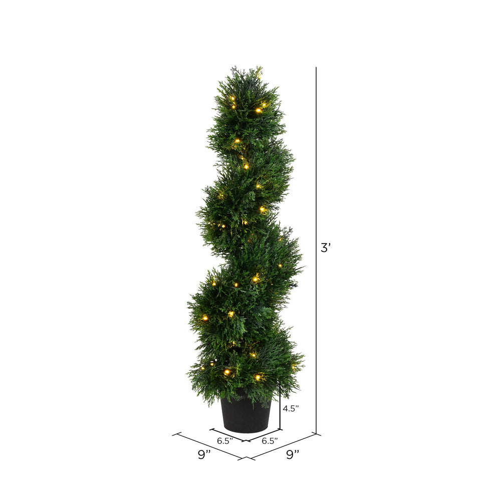 Vickerman 3' Artificial Potted Green Cedar Spiral Tree.