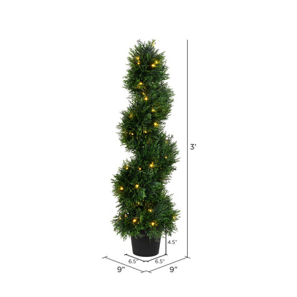 Vickerman 3' Artificial Potted Green Cedar Spiral Tree.