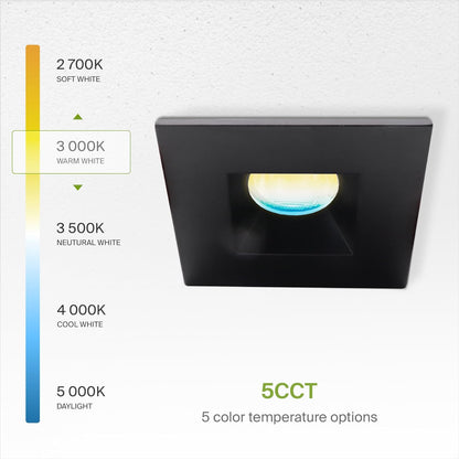 ASD Lighting LED Downlight Square 1inch 7W 120V Triac 2700/3000/3500/4000/5000K Black ETL Energy Star