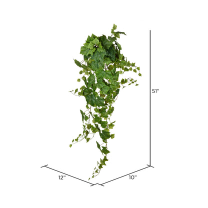 Vickerman 51" Artificial Green Grape Leaf Ivy Hanging Bush.