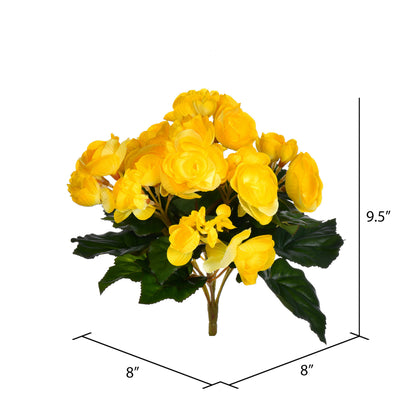Vickerman 9.5" Artificial Yellow Polyester Begonia Bush