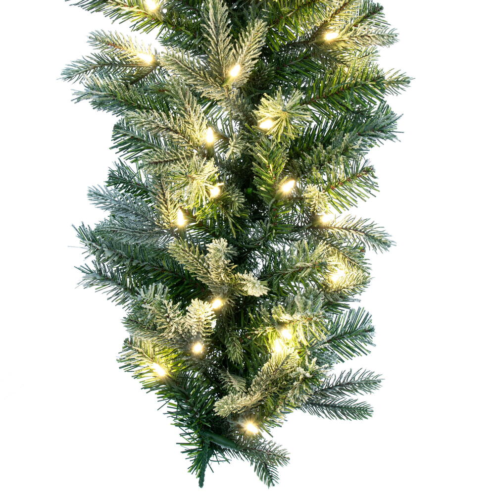 Vickerman 9' x 14" Frosted Douglas Fir Artificial Garland with Warm White LED Lights.