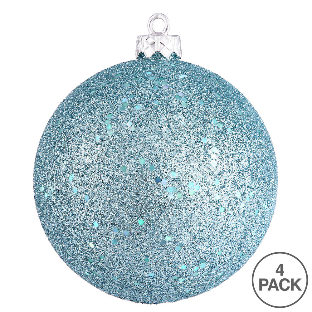 Vickerman 6" Baby Blue Sequin Ball Ornament 4 per Bag