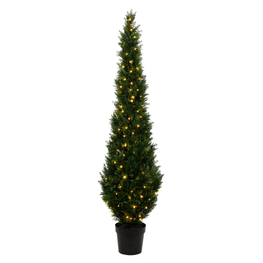 Vickerman 7' Artificial Potted Green Cedar Tree.