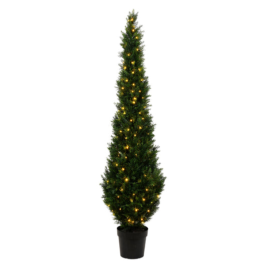 Vickerman 7' Artificial Potted Green Cedar Tree.