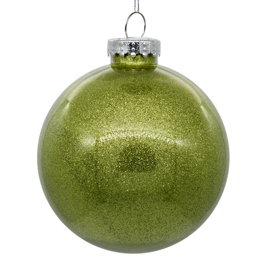 Vickerman 3" Clear Ball Christmas Ornament with Lime Glitter Interior 12 Pieces per bag