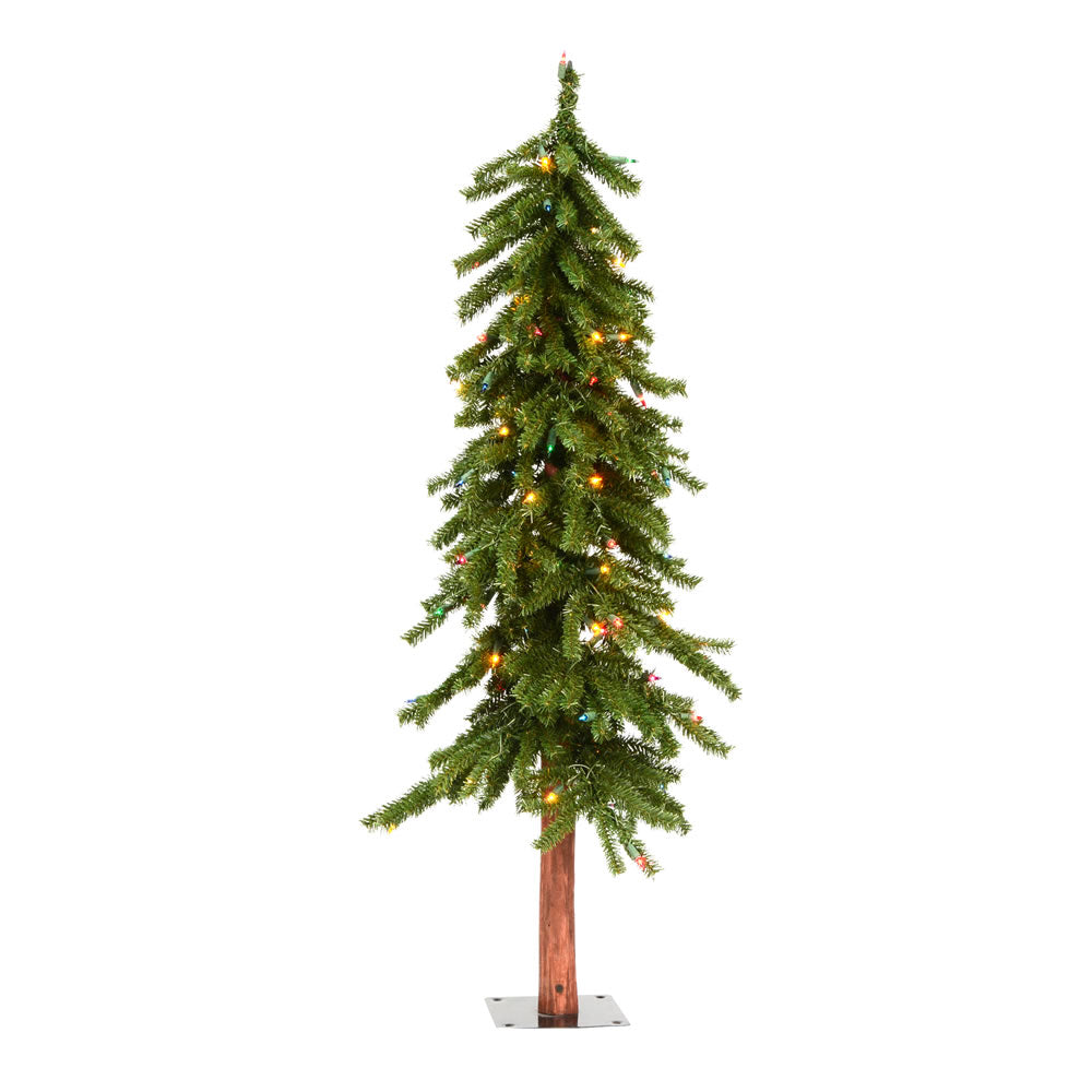 Vickerman 4' Natural Alpine Artificial Christmas Tree Multi-Colored Incandescent Lights