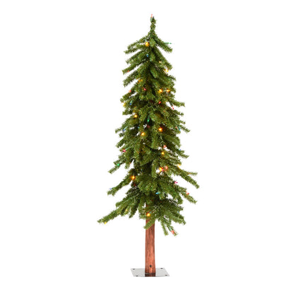 Vickerman 4' Natural Alpine Artificial Christmas Tree Multi-Colored Incandescent Lights