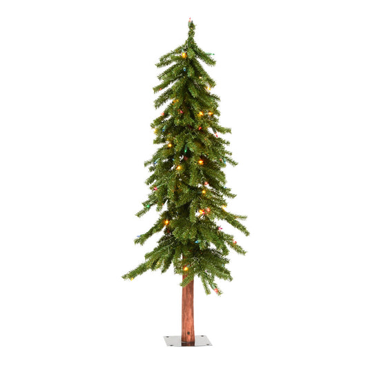 Vickerman 4' Natural Alpine Artificial Christmas Tree Multi-Colored Incandescent Lights