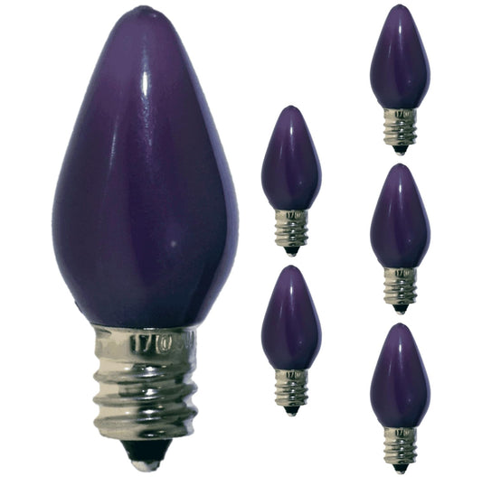 Damar- C7 LED Replacement Christmas Light Bulbs Twinkle Solid Purple Color 0.96W E12 Candelabra Base 100-130V Pack of 6- Shatterproof String Lights for Patio Holiday Party Decor Xmas Tree