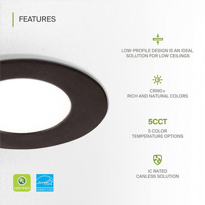 ASD Lighting LED Recessed Mini Panel Round 3inch 6W 120V Triac 2700/3000/3500/4000/5000K Black UL Energy Star