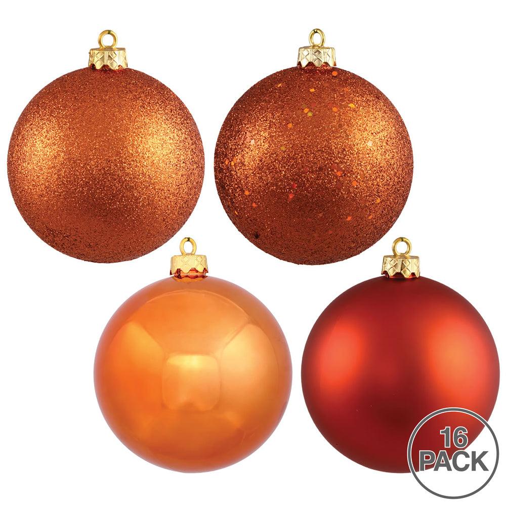 Vickerman 3" Burnished Orange 4-Finish Ball Ornament Assortment 16 per Box