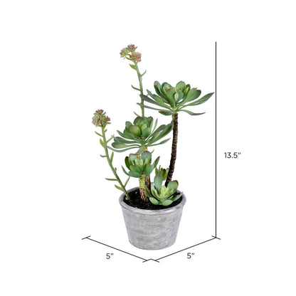 Vickerman 13.5" Artificial Green Succulent Paper Pot.